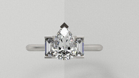 Pear And Baguette Ring