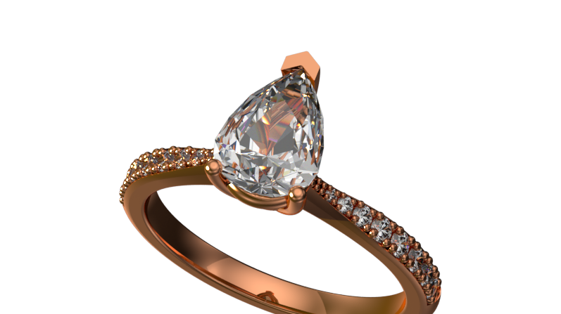 Rose Gold Pear Cut Diamond Engagement Ring