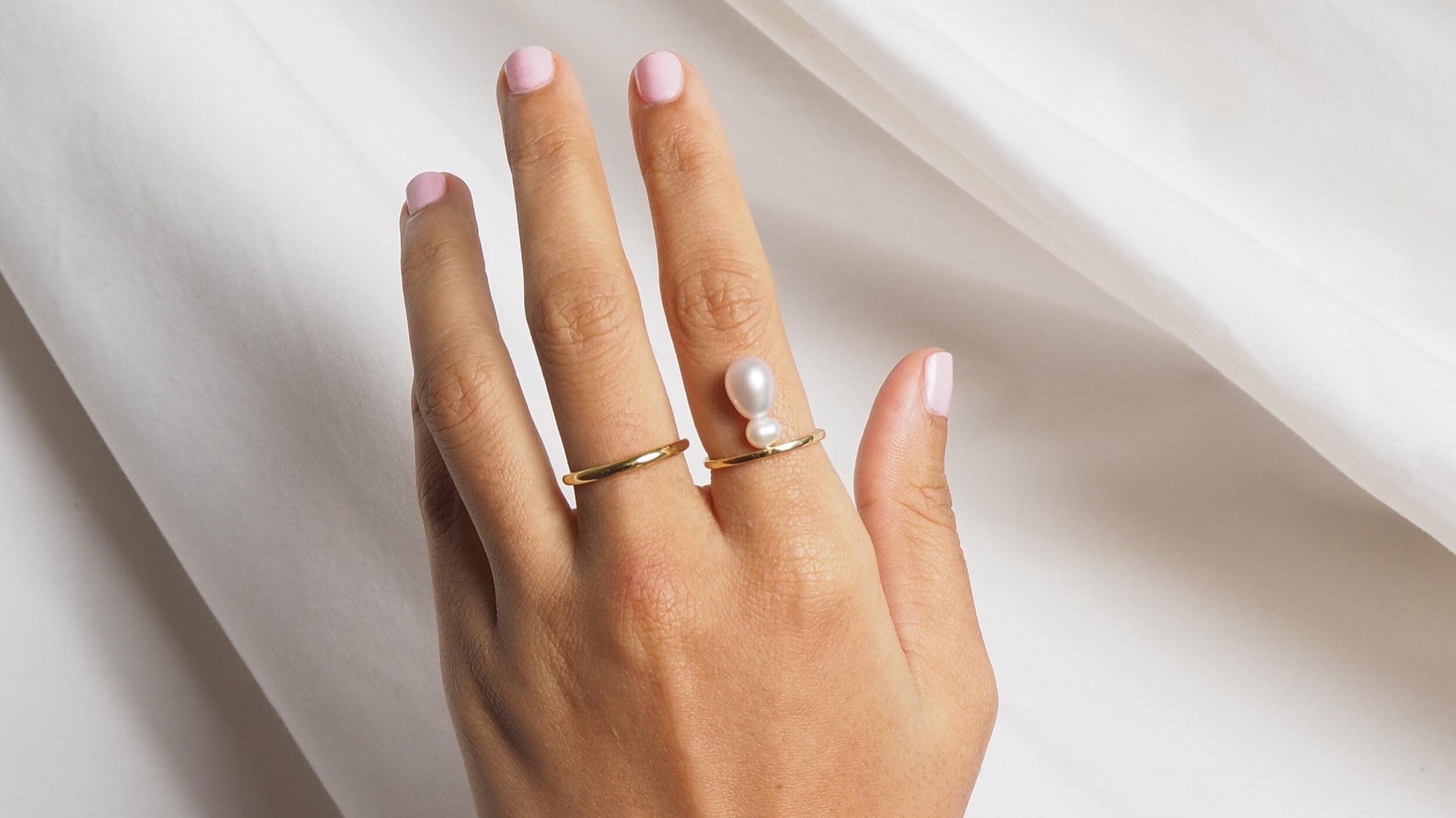 Modern Wedding Jewellery, Yellow Gold And Pearl Ring