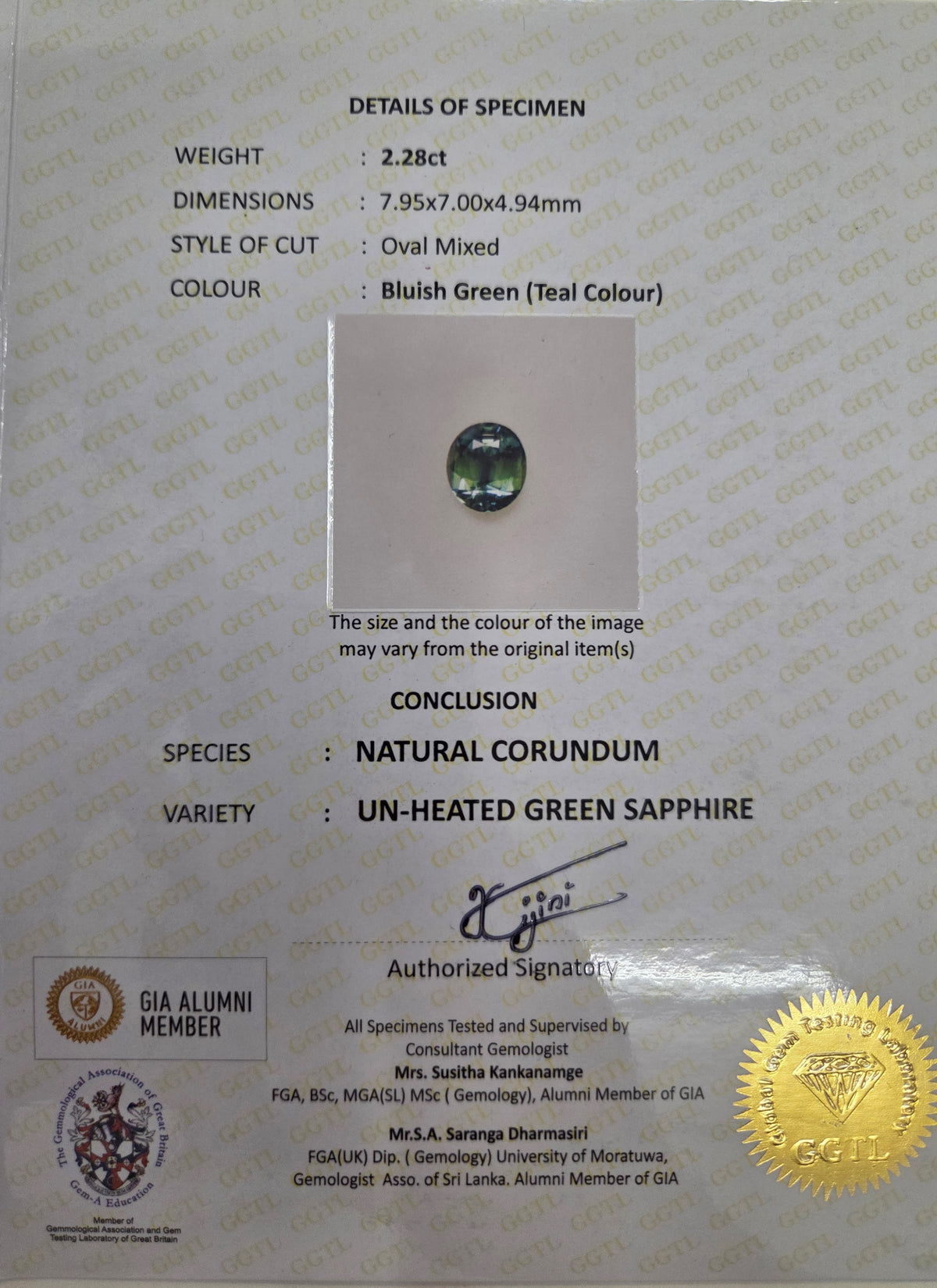 2.28ct Oval Green Sapphire