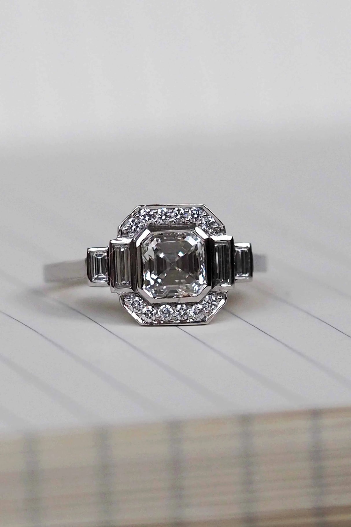1ct Asscher cut diamond engagement ring