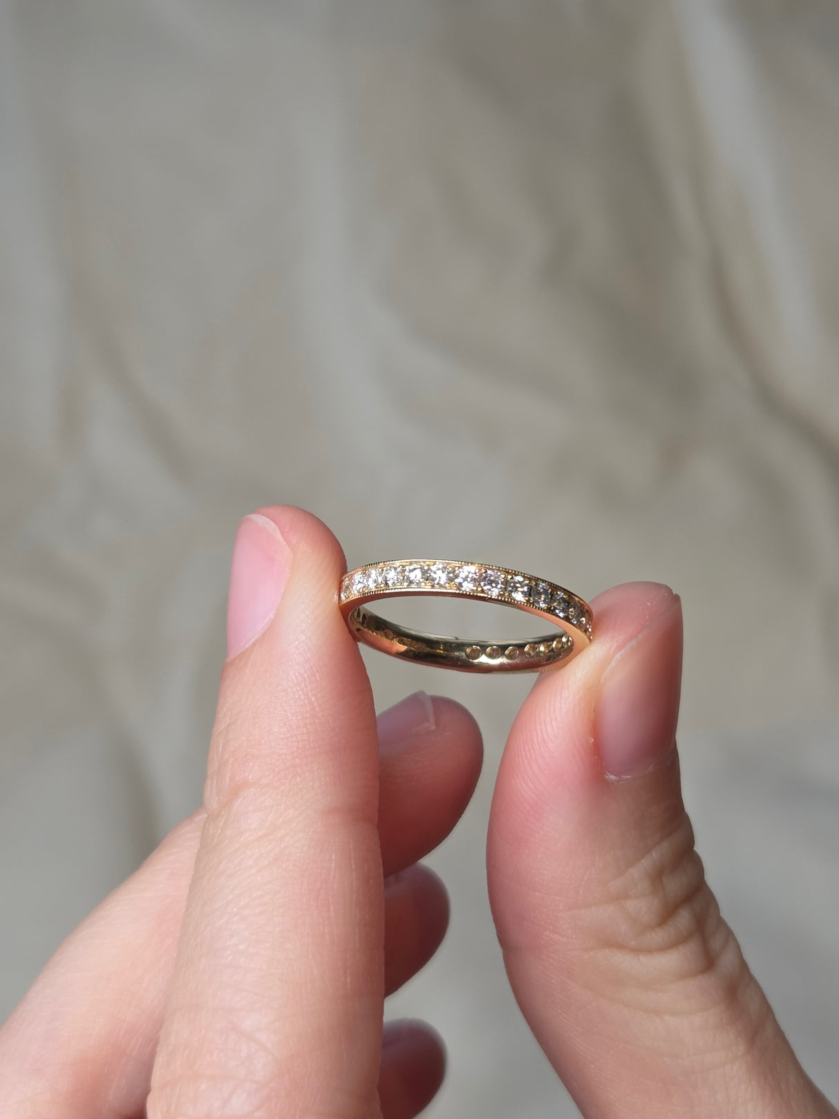 Millgrain eternity ring