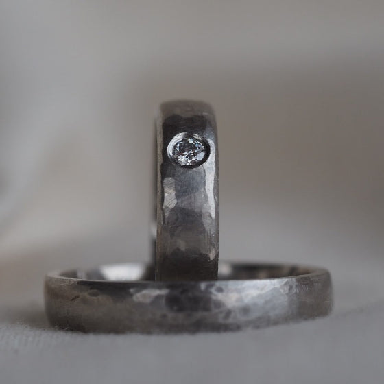 hammered finish platinum rings