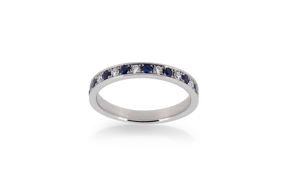 18ct White Gold Diamond and Sapphire Eternity Ring