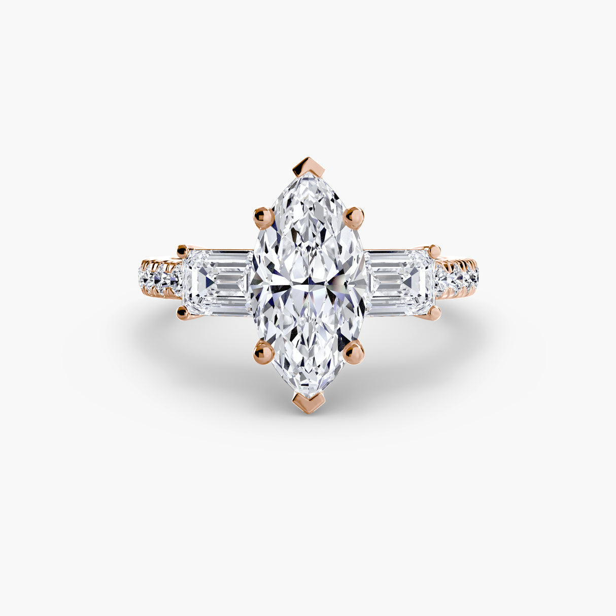 Three-Stone Ring with Pavé Band 4