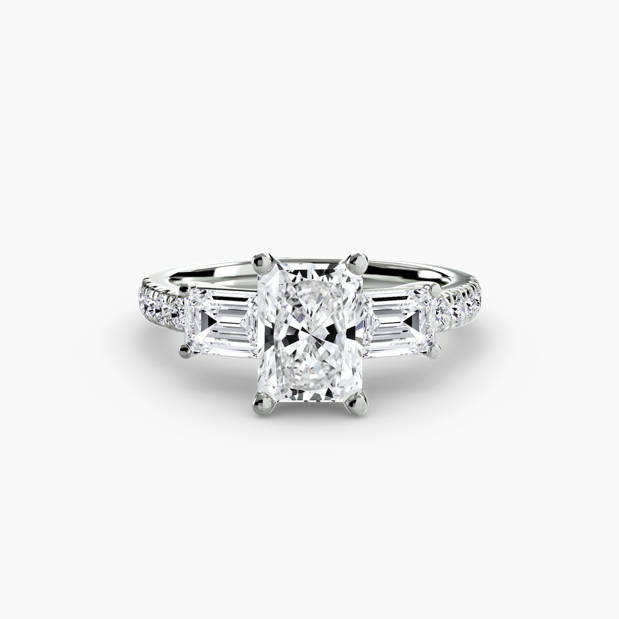 Three-Stone Ring with Pavé Band 4