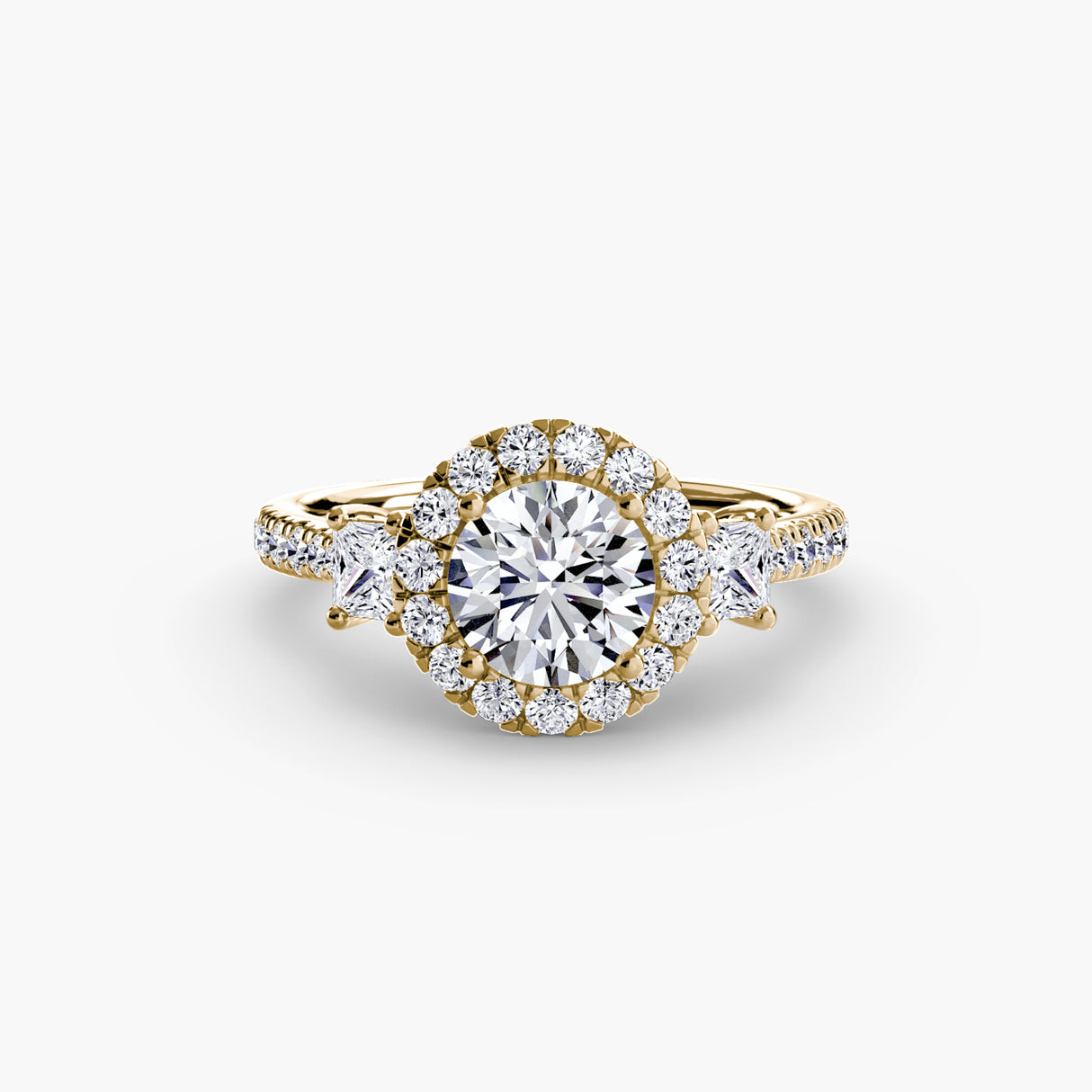Three-Stone Ring with Halo 2