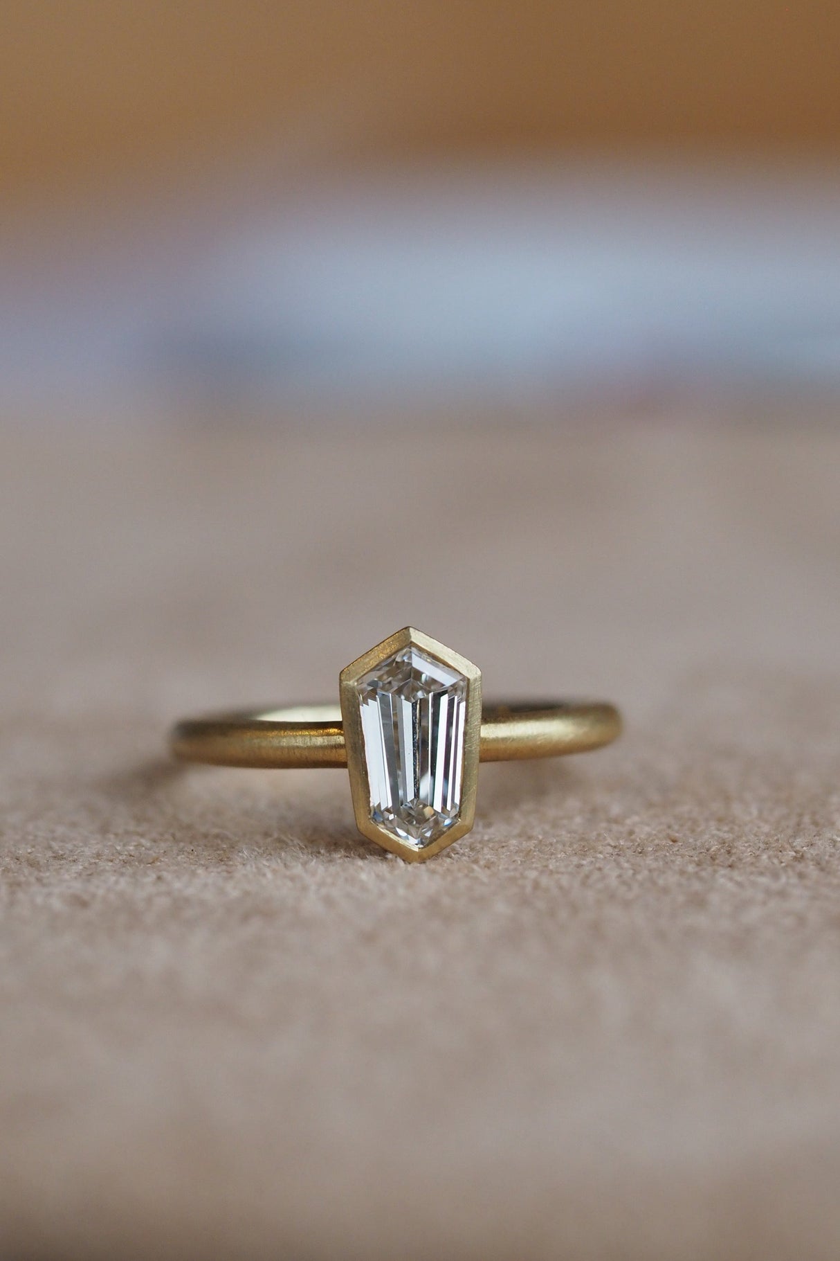 1ct Shield cut LG diamond engagement ring