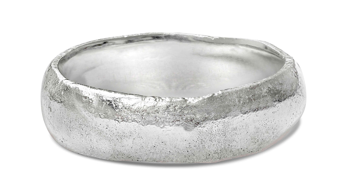 5mm reticulated finish silver mens wedding ring