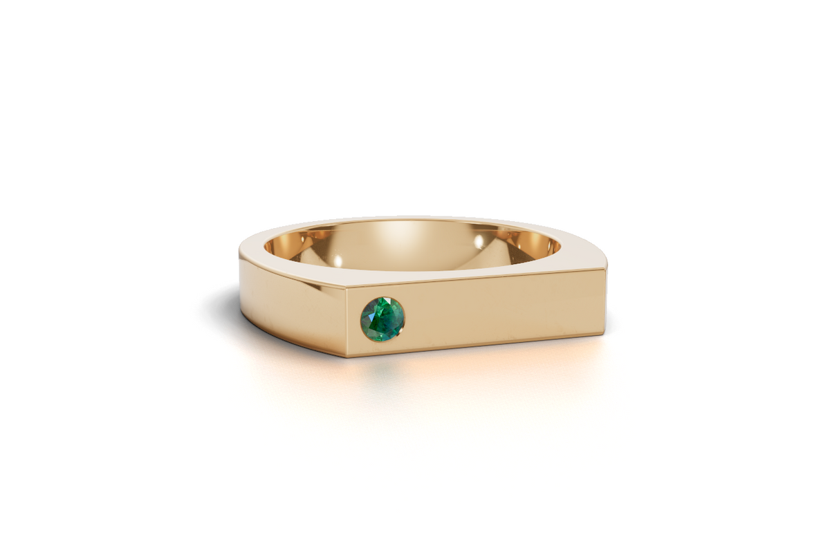 Emerald set rectangular ring