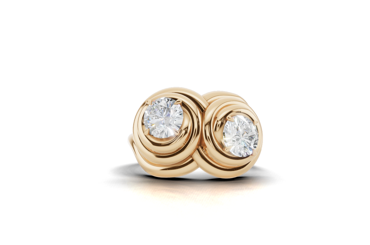 Double swirl moi et toi ring