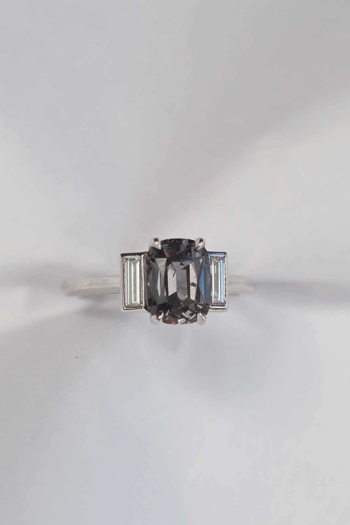 Grey Spinel and diamond ring