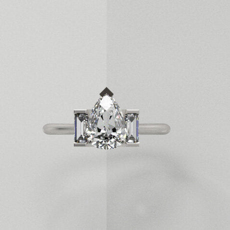 Pear And Baguette Ring