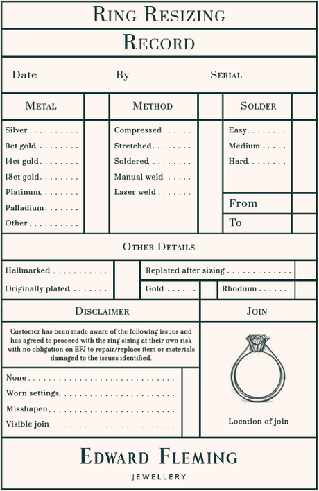 Ring resizing record