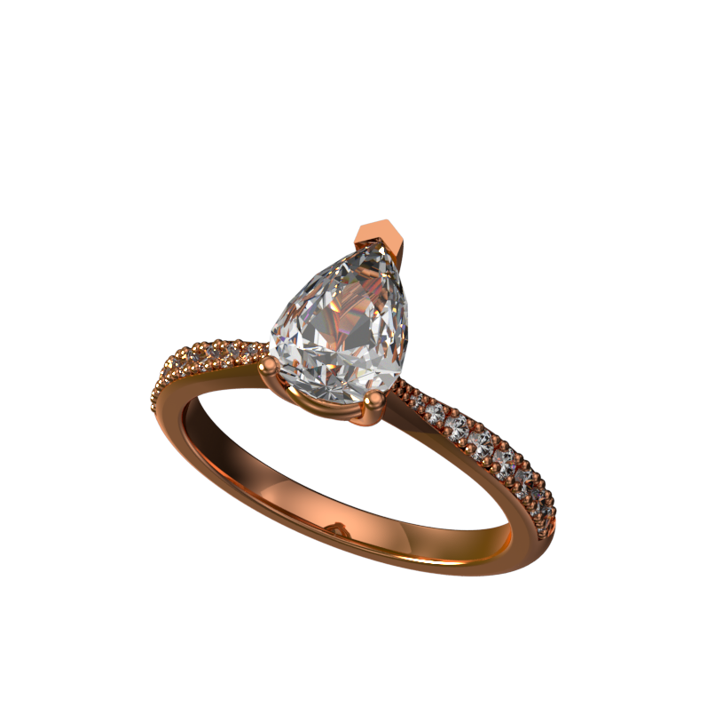 Rose gold pear cut diamond engagement ring