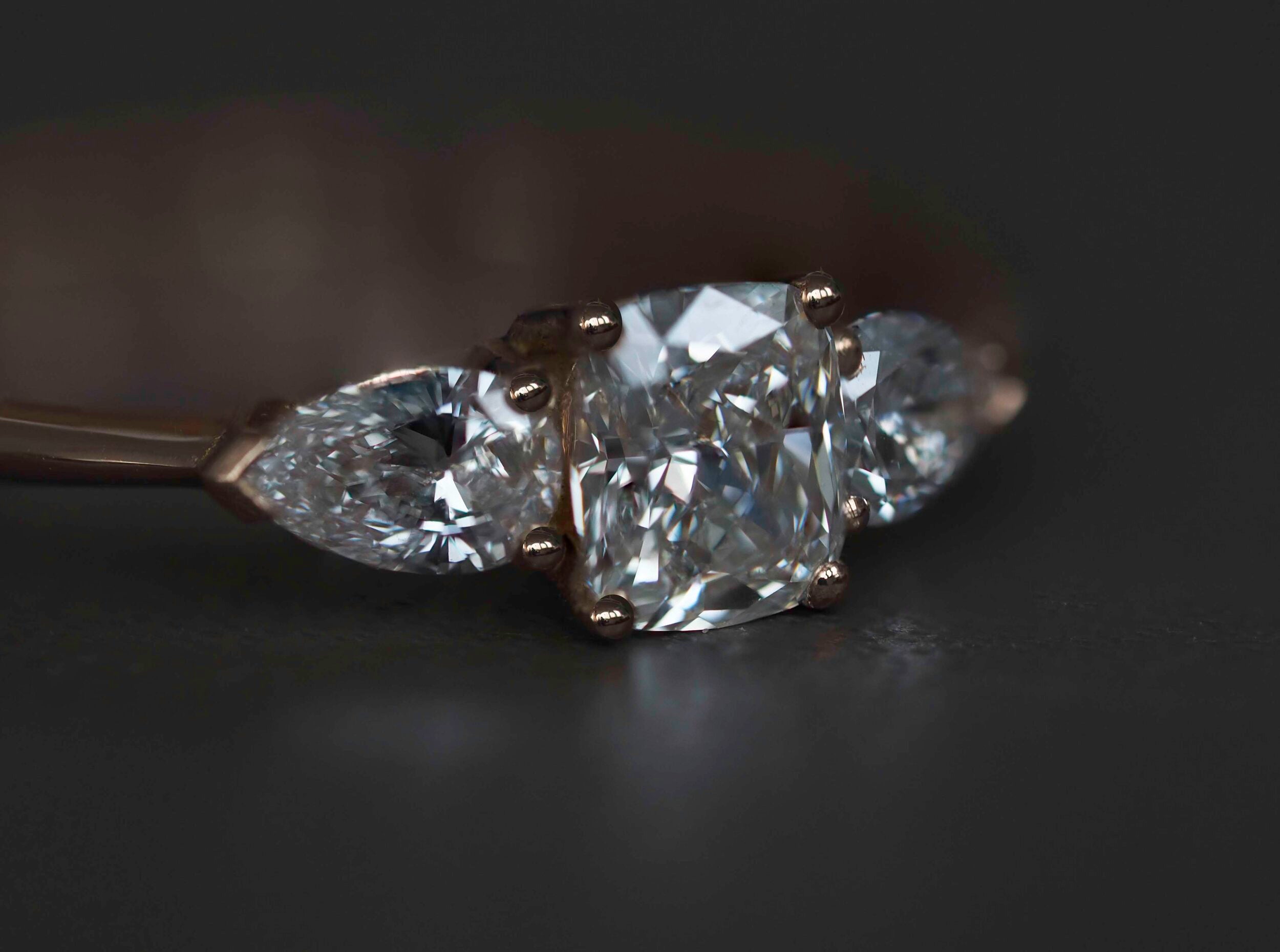 Cushion cut canada mark diamond engagement ring
