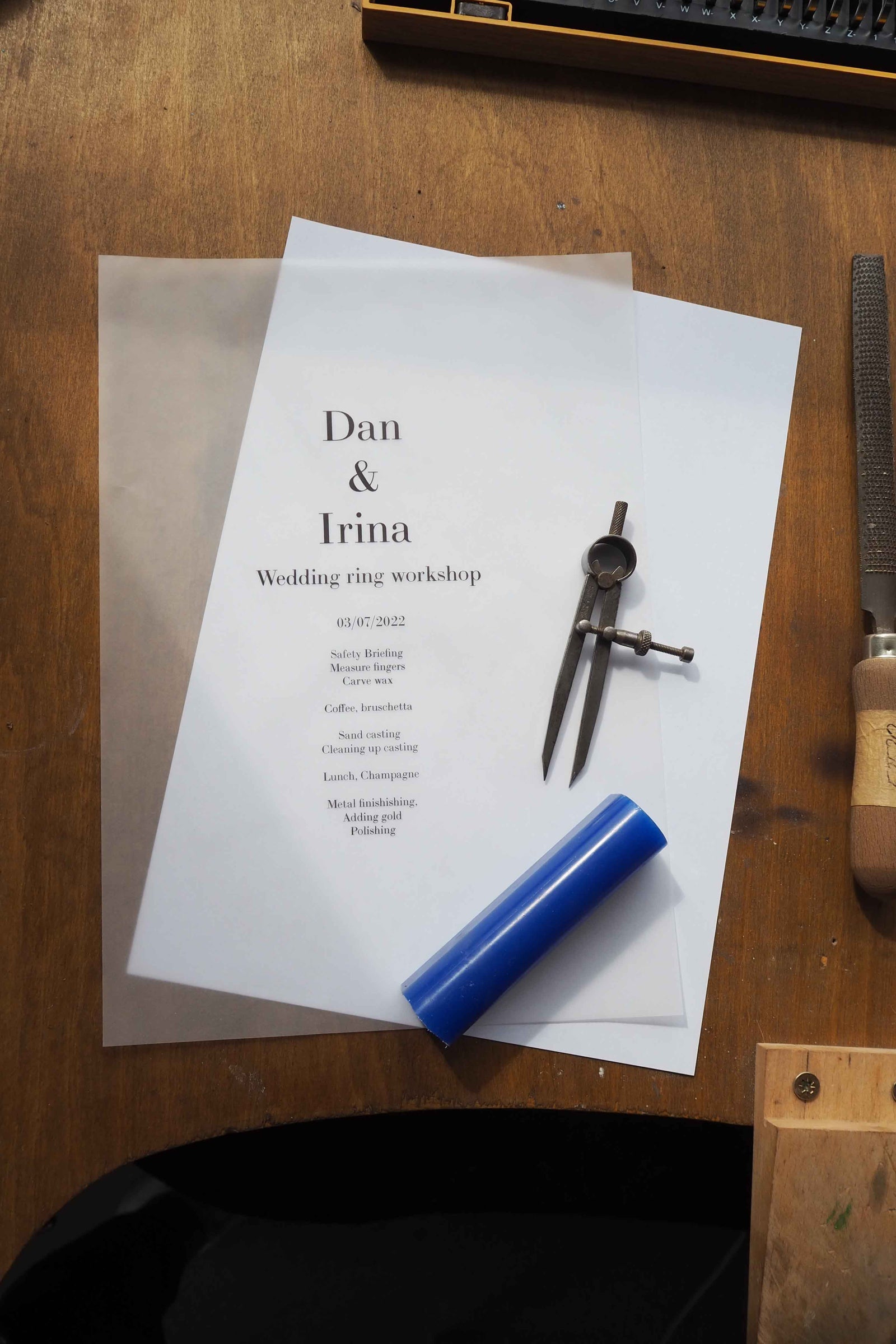 Wedding ring workshop itinerary