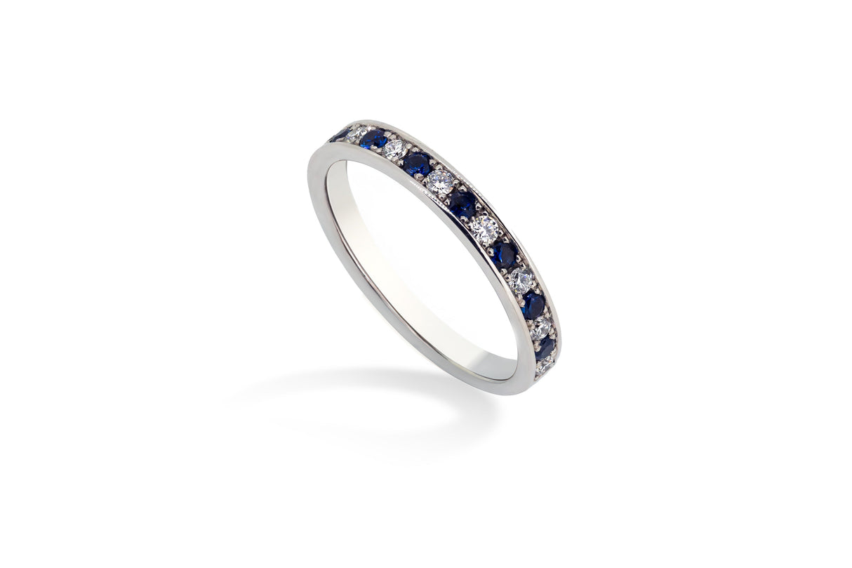 18ct White Gold Diamond and Sapphire Eternity Ring