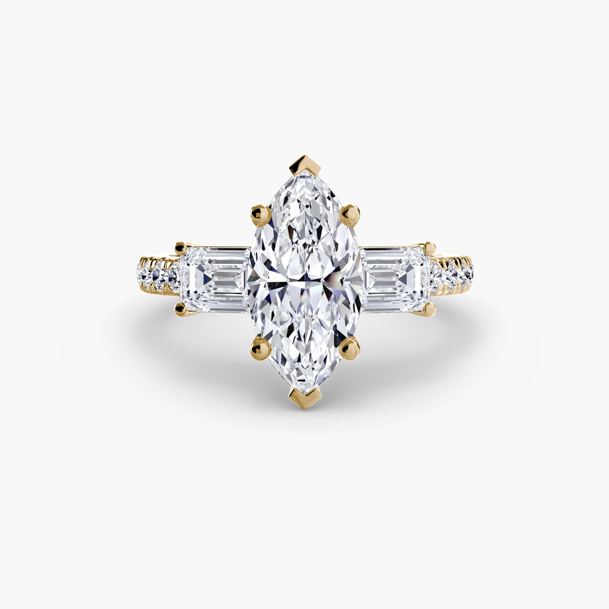 Three-Stone Ring with Pavé Band 4