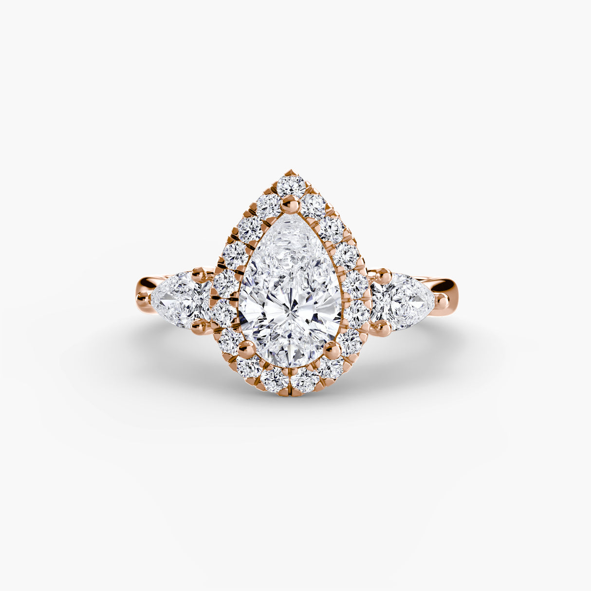 Three-Stone Ring with Halo