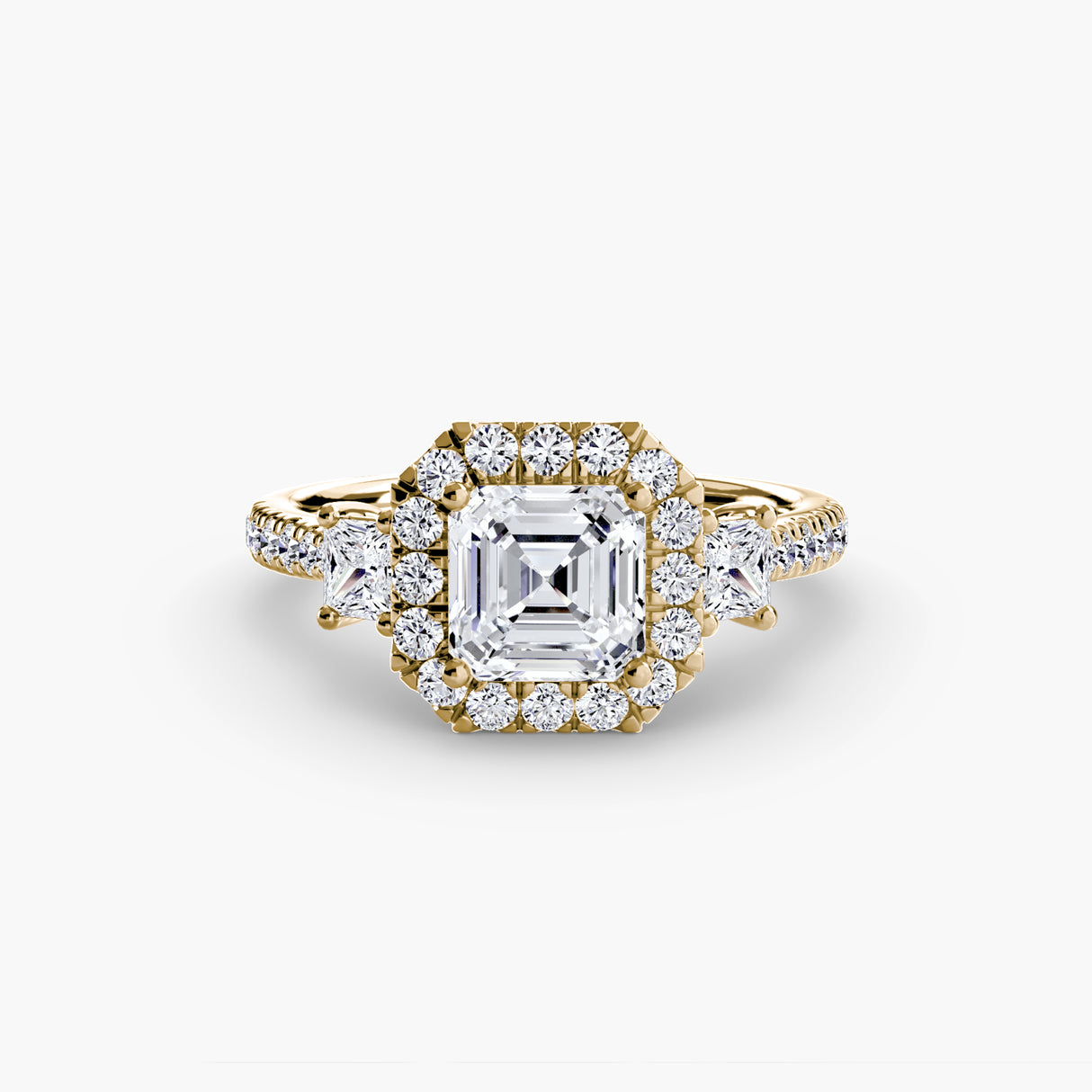 Three-Stone Ring with Halo 2