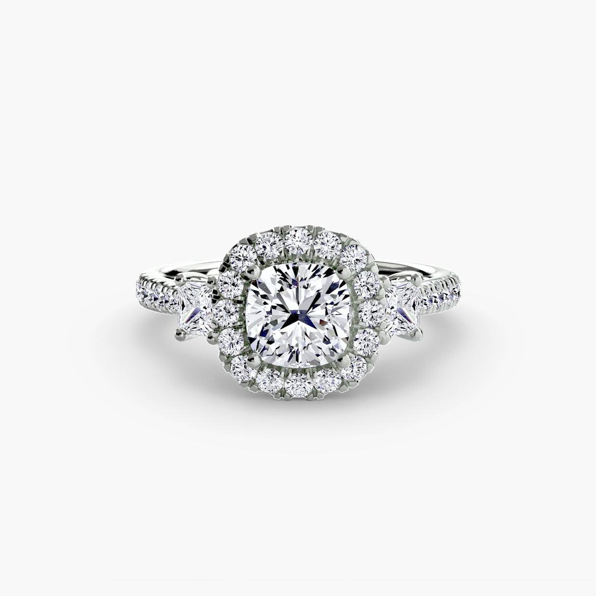 Three-Stone Ring with Halo 2