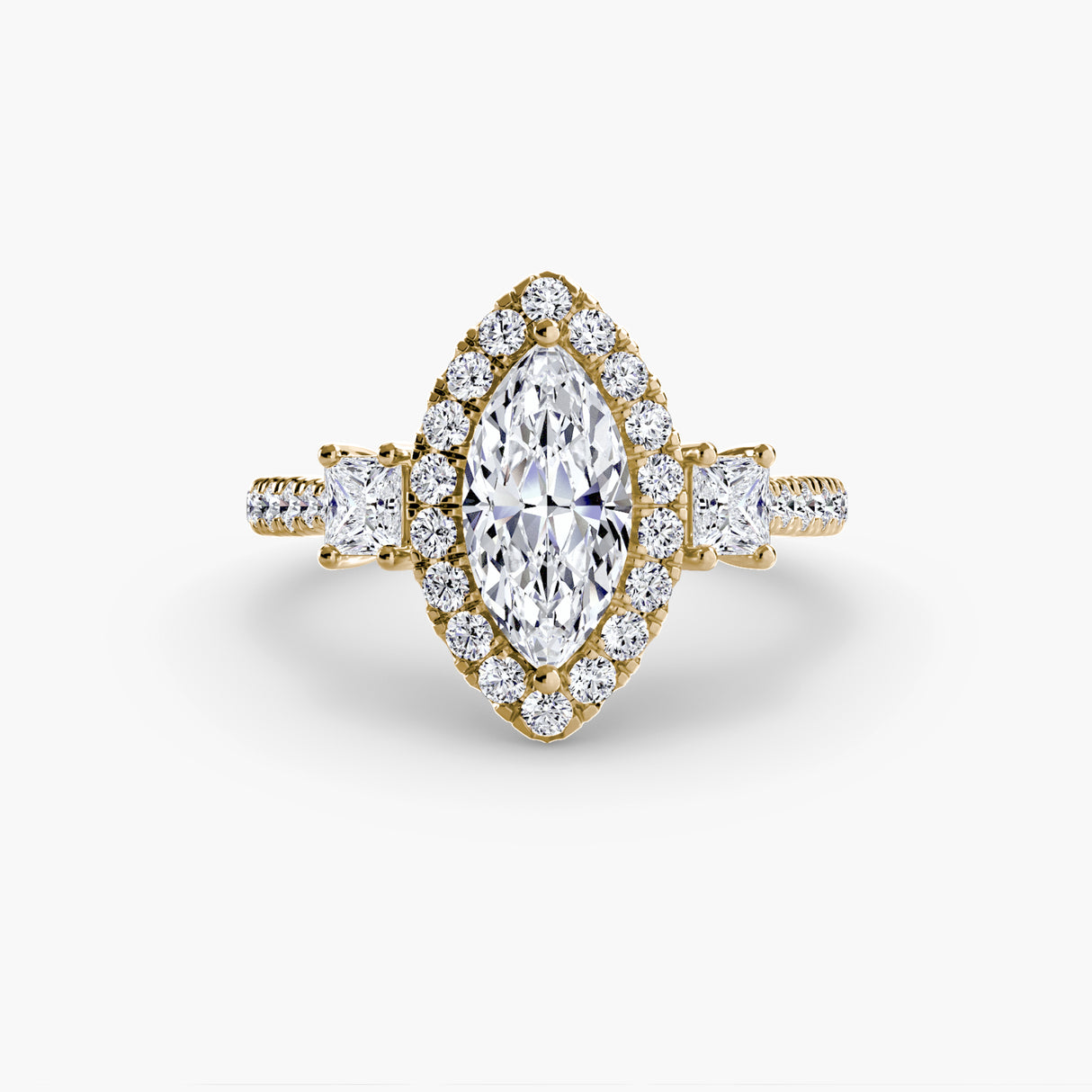 Three-Stone Ring with Halo 2