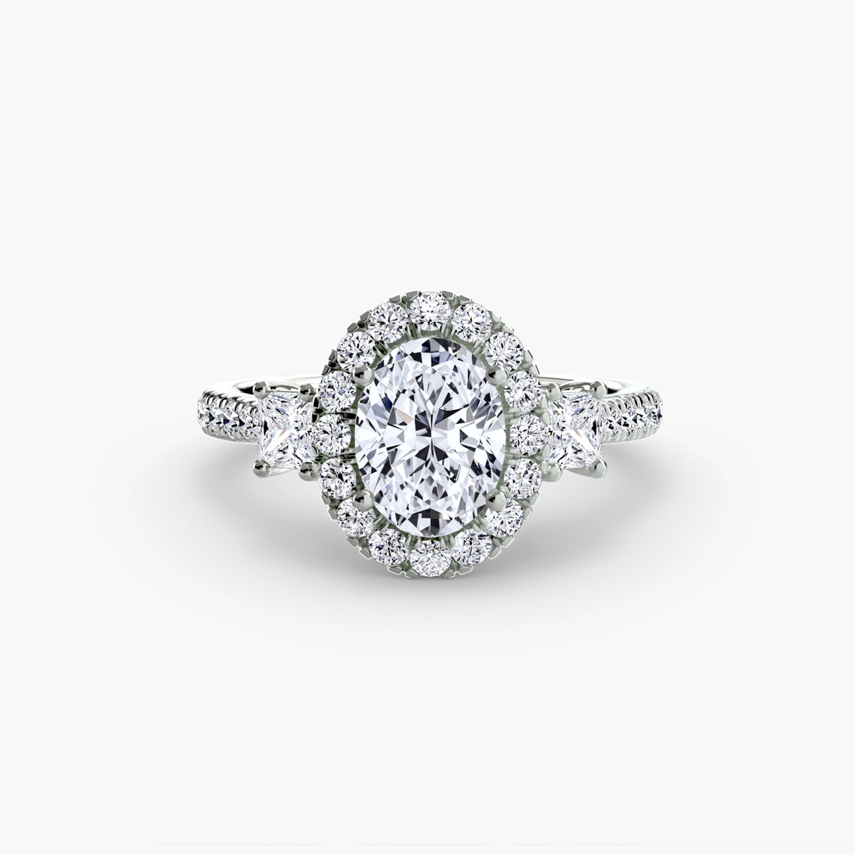 Three-Stone Ring with Halo 2