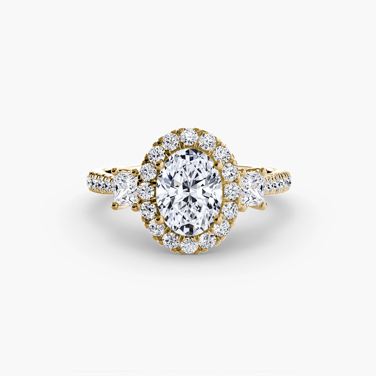 Three-Stone Ring with Halo 2