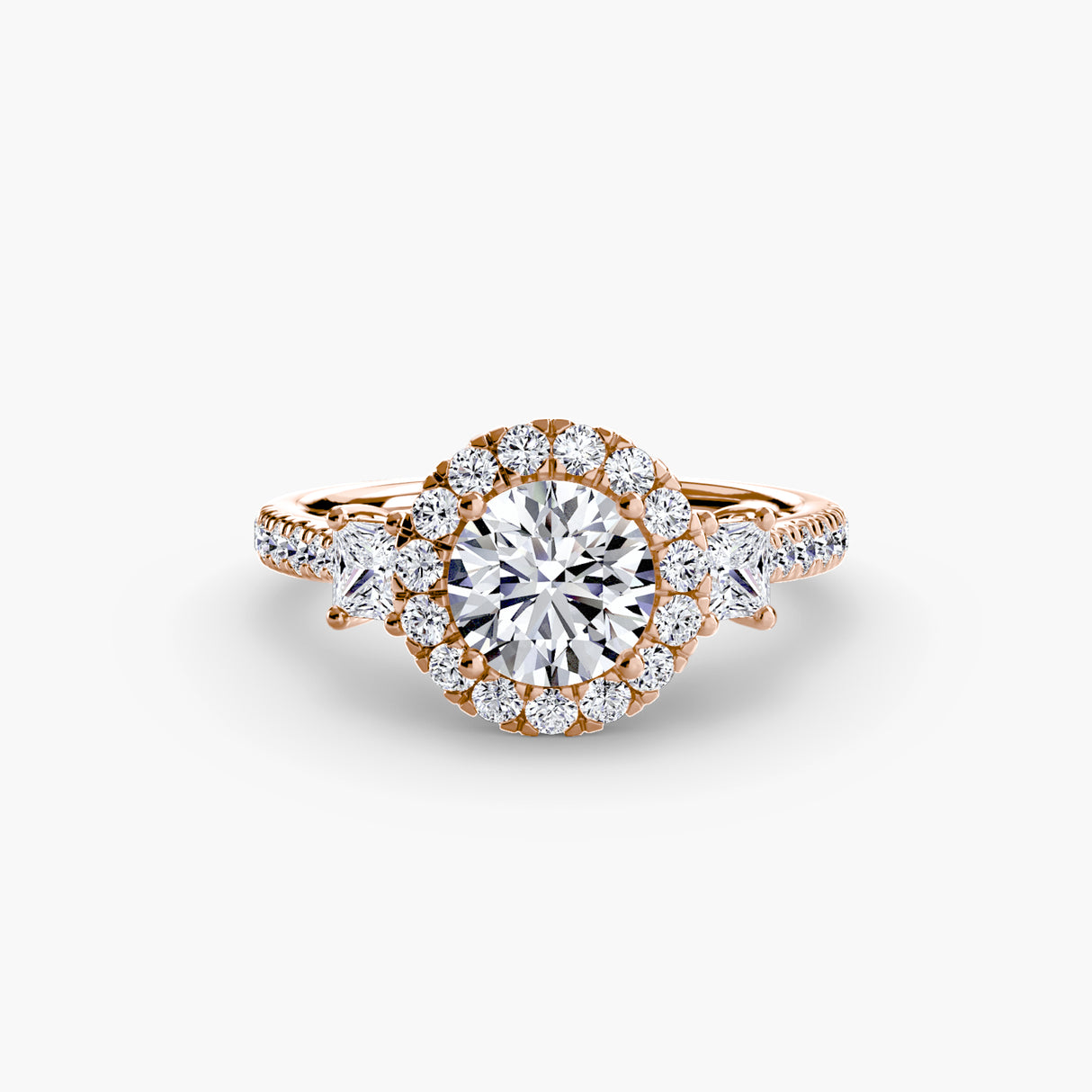 Three-Stone Ring with Halo 2