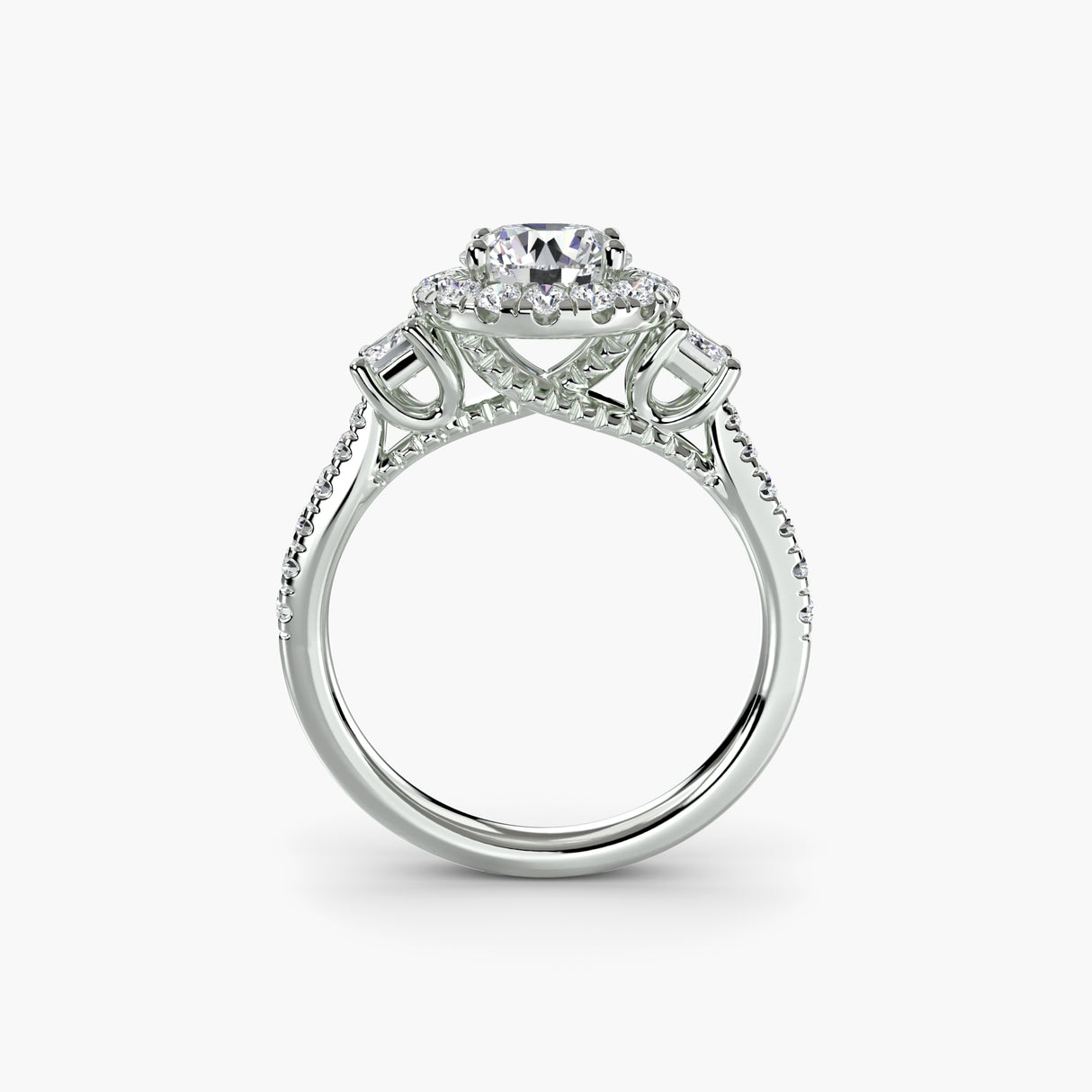 Three-Stone Ring with Halo 2