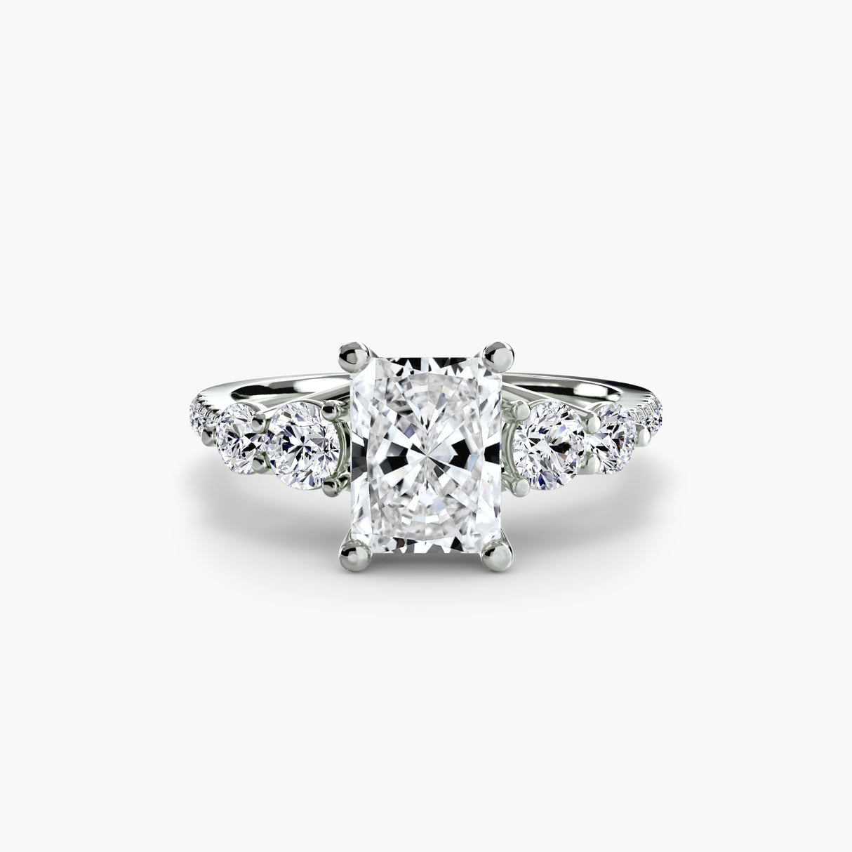 Five Stone Ring with Pavé Band