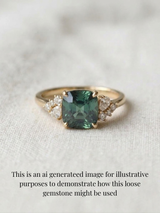 2.05ct Cushion cut green/teal sapphire
