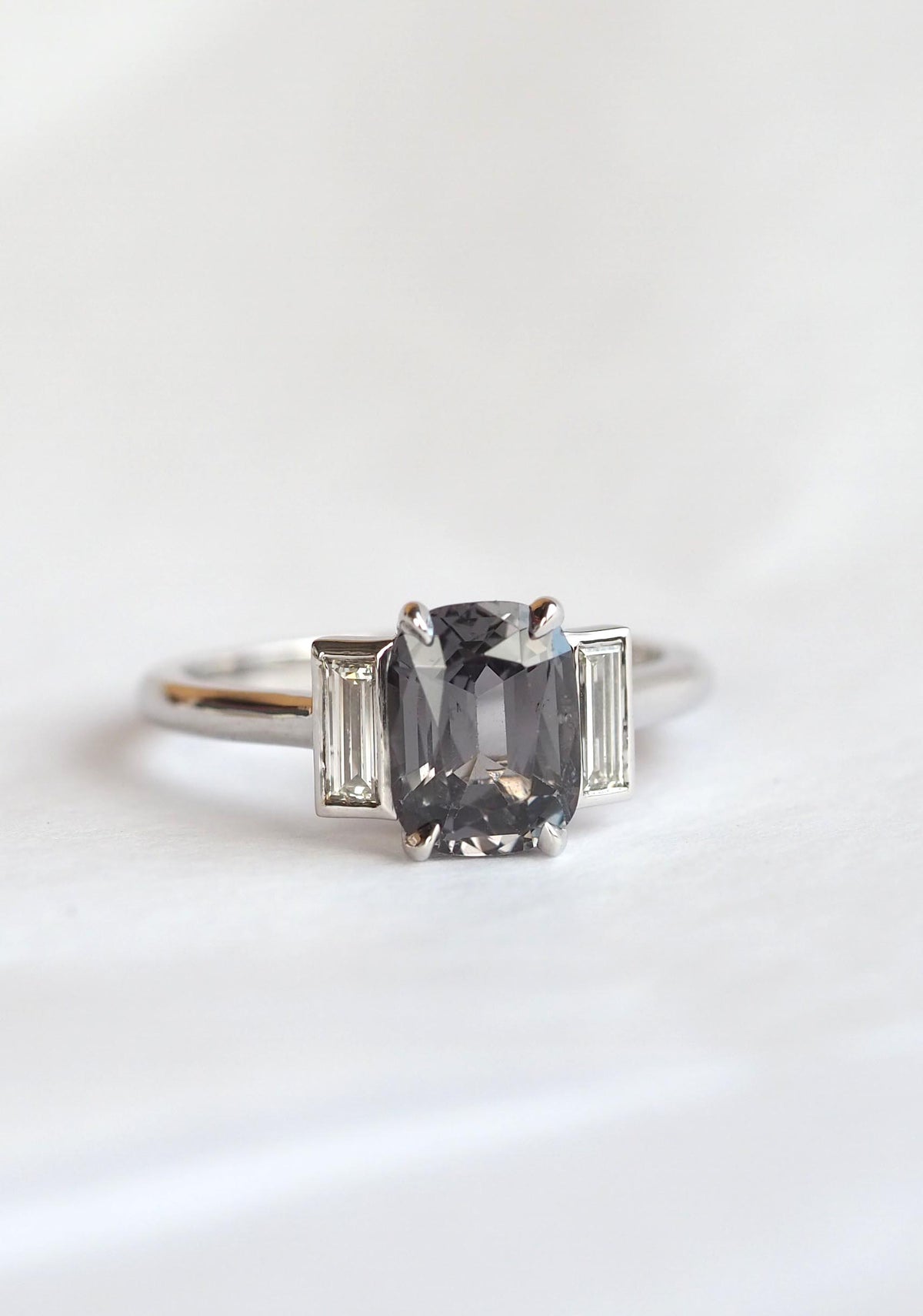 Grey Spinel and diamond ring