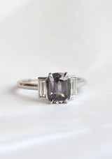 Grey Spinel and diamond ring