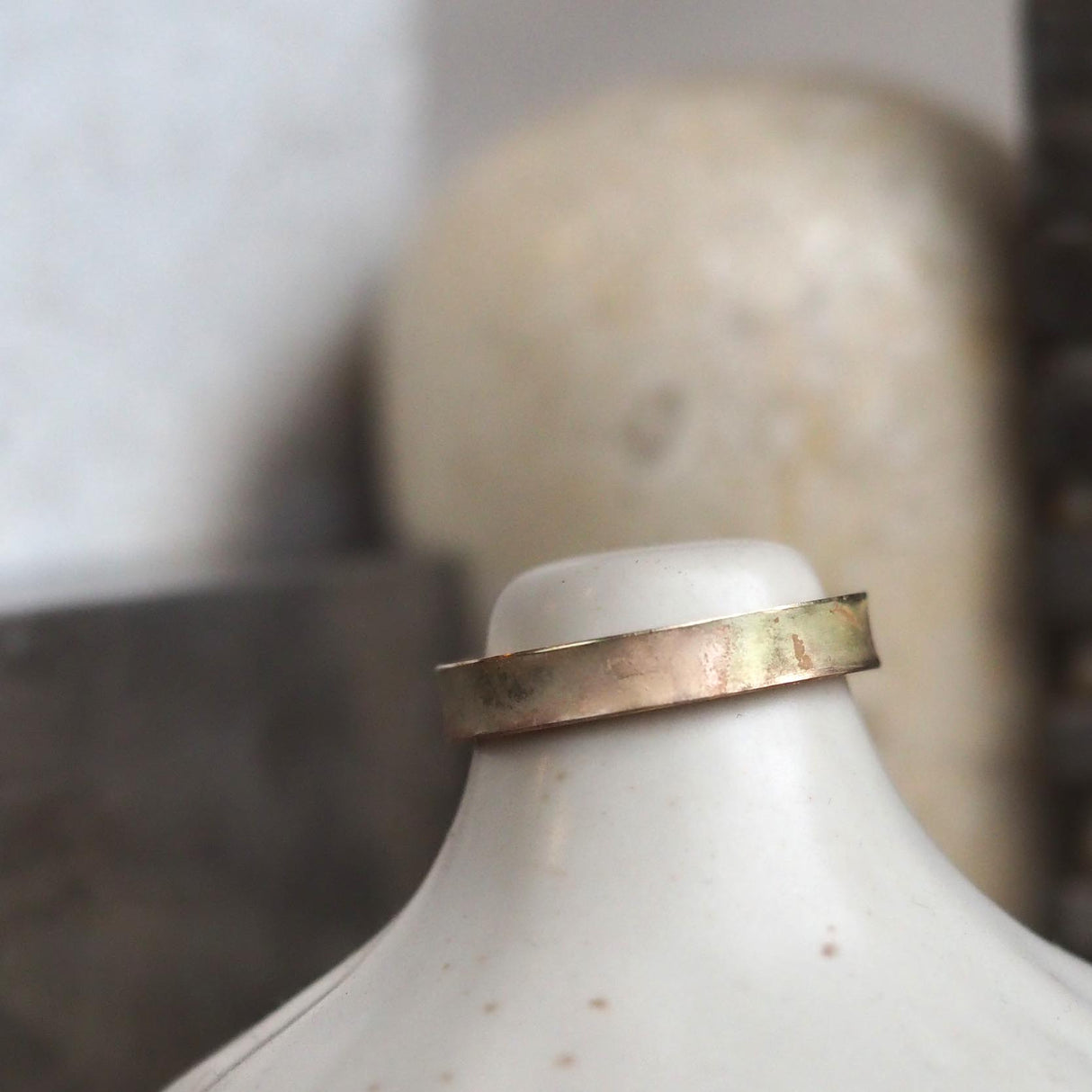 4mm 9ct gold patina finish mens wedding ring