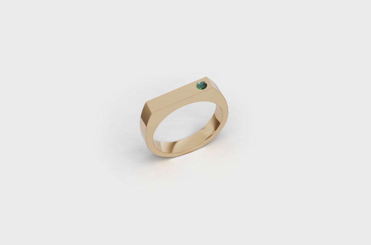 Emerald set rectangular ring