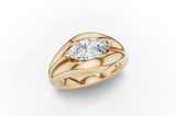Heavy gold marquise cut diamond ring