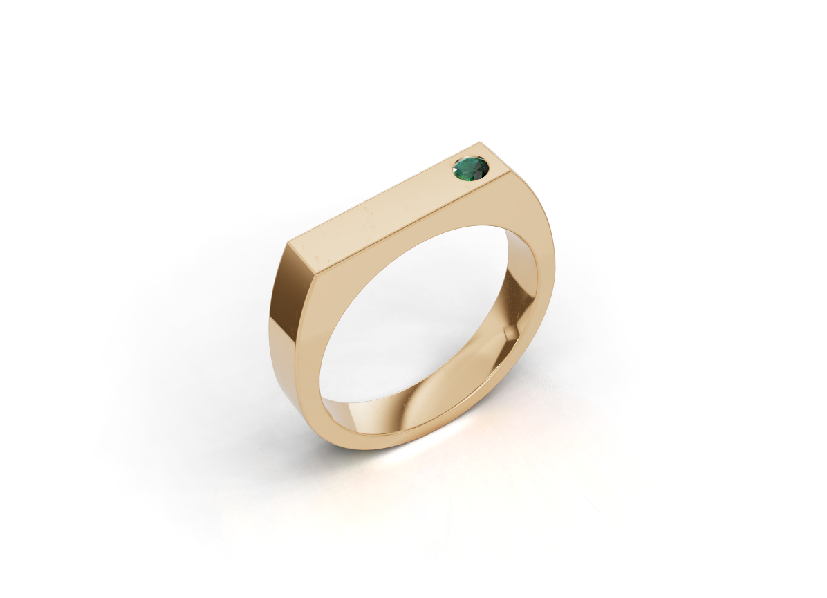 Emerald set rectangular ring