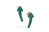 Green arrow emerald earrings