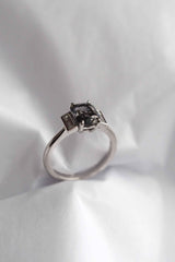 Grey Spinel and diamond ring